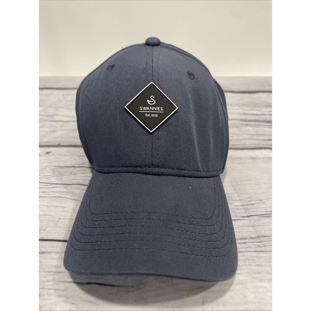 Swannies Hat Cap Snap Back Black Golf Patch Athletic Mens Topo Inner Bill Design